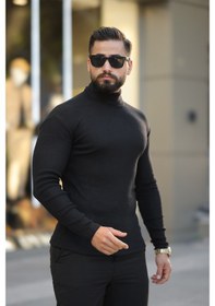 Resim Ribac Erkek Siyah Boğazlı Triko Kazak Siyah 