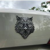 Resim Topnotch Antik Gümüş Yapışkan Tip Kurt Başı Kişiselleştirilebilir Araç Sticker 