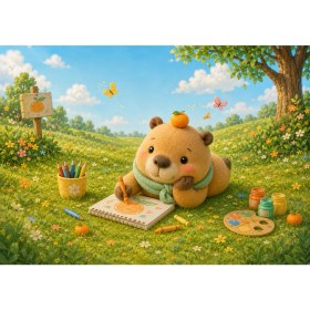 Resim Papelia Capy Resim Defteri - Sevimli Capybara Kapaklı Çocuk Resim Defteri 