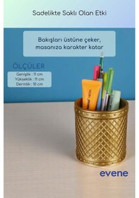 Resim Kalemlik Masa Kalemliği Organizer Kalemlik Altın Renk Model 90 Çok Renkli 