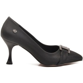 Resim Siyah Saten İnce Topuklu Kadın Abiye Ayakkabı Pc-55201 Z Siyah Saten 