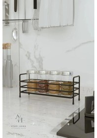 Resim Atacı Banyo Mutfak Organizer Modern Siyah Metal Baharatlık Standı -tezgah Üstü Metal Banyo Düzenleyici Siyah 