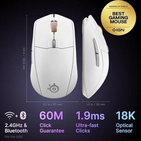 Resim SteelSeries Rival 3 Wireless Gen 2 Oyuncu Faresi - Beyaz 