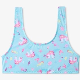 Resim Penti Renkli Kız Çocuk Unimermaid Halter Bikini Takımı 