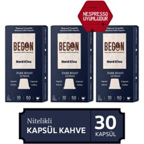 Resim Begon Kahve Nord Kivu Nespresso Uyumlu Alüminyum Kapsül Kahve Dark Roast Lungo 3 x 10'lu 