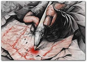 Resim Ahşap Tablo Kurgusal Karekter Şekil Çizimi Görseli 