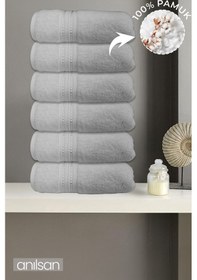 Resim 6'lı Boncuk Beyaz El Havlusu - 50x90 Cm, 225 Gr, %100 Pamuk, Spa Ve Otel Havlusu, Günlük Kullanıma Uygun Beyaz 