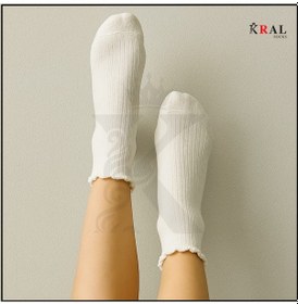 Resim Kral Socks Kadın Bambu Çorap 6 Çift Fırfırlı Patik Kadın Çorap Siyah Beyaz 