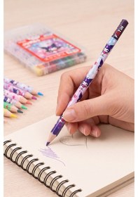 Resim 12 Li Jumbo Kuru Boya Kalemi Plastik Kutu 1 Paket Fatih Kuromi Figürlü Kalın 12 Renk Kuruboya Tam Boy Renkli Kalem Çok Renkli 