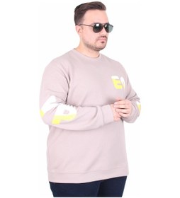 Resim Starbattal Büyük Beden Bisiklet Yaka Sweat Double Face Pike Eo 25703 Bej Bej 