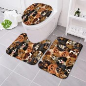 Resim DouranShop No.7 Tarzı Bir Demet Cavalier King Charles Spaniels Banyo Paspas Seti Üç Parçalı Set 3D Baskılı Kapak Tuvalet Kapağı Banyo Paspas Seti (Yurt Dışından) 