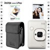 Resim Fujifilm Instax mini LiPlay Hybrid Misty White Fotoğraf Makinesi 10'lu Film ve Deri Kılıf Hediye Seti 