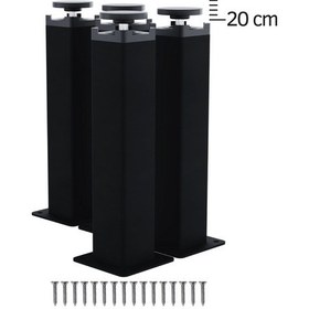 Resim Metal Mobilya Ayağı 20 Cm Mat Siyah 4 Lü Set 40x40 Kare Profil Tv Ünitesi Koltuk Yükseltici Mat Siyah 20 Cm 