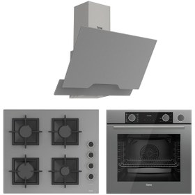 Resim Ferre Fryart&steamart Sc Serisi Kaymaz Döküm Izgara Gri 3'lü Ankastre Set ( Xe64cpr-sc208-d065 ) 