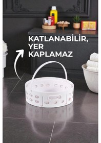 Resim Teleskopik Katlanabilir Çamaşır Sepeti - Çok Amaçlı Delikli Sepet 33lt. Beyaz 