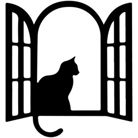Resim habune Penceredeki Kedi Sticker 10 X 11 Cm 