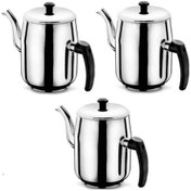Resim 304 Paslanmaz Çelik Çay Kazanı Kahveci Demliği No3(2,3L)-3Adet 