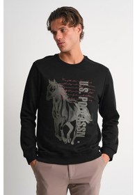Resim Alexander Gardi Alexandergardı Bisiklet Yaka Baskılı Sweatshirt Siyah 