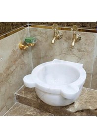 Resim Beyaz Düz Mermer Kurna 