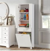 Resim Banyo Ve Mutfak Dolabı Çamaşır Sepetli Beyaz 