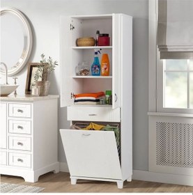 Resim Banyo Ve Mutfak Dolabı Çamaşır Sepetli Beyaz 