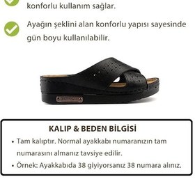 Resim Roy Jones Kadın Ortopedik Yumuşak Tabanlı Terletmeyen Çift Bantlı Hasır Tipi Delikli Rahat Anne Ev İçi Terliği Siyah 