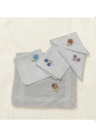 Resim Biçomi Bicomi 12'li Paket: Cilt Dostu Saf Pamuk, Vintage Nakışlı Ekolojik Kadın Mendil Seti Çok Renkli 