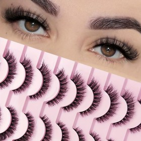 Resim 10 Çift Fluffy & Natural-Looking Sahte Kirpikler - Kalın Hacim D Kıvır, Başlangıç ​​Seviyesi Dostu, Yeniden Kullanılabilir, Hafif ve Hacimli, Dramatik Göz Makyajı için Kolayca Uygulanan Sahte Kirpik Paketi, Her Gün Makyaj | Doğal Görünüm Kirpikleri | Dayanıklı Makyaj, Kirpik Aksesuarları 