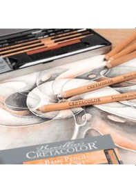 Resim Cretacolor Basic Drawing Set Temel Çizim Kalemleri 6lı Metal Kutu 40006 