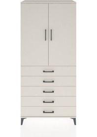 Resim Hyperion Dolap Tek Raflı 5 Çekmeceli Tek Askılı 88x44x195 Aytaşı-aytaşı Aytası 