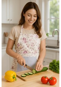 Resim Havlulu Mutfak Önlüğü Pratik Kullanım Önlük Gri 