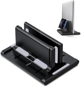 Resim Microcase Ayarlanabilir Çok Amaçlı Telefon Tutuculu Laptop Notebok Macbook için Dikey Stand-AL4495 (Siyah) 