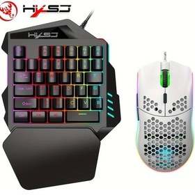 Resim Honeybeeshop Hxsj Tek Elle Kullanılabilir 35 Tuşlu Rgb Oyun Klavye Ve Mouse Seti Beyaz Diğer 