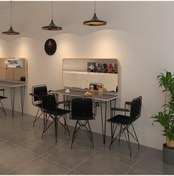 Resim Knsz masa sandalye takımı hem75mazlum grisyh 140*040 klçsm 4 sandalye syhsyh kolçaklı sırt minderli 