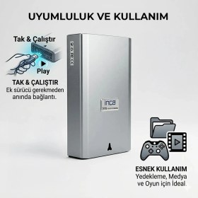 Resim Inca EXT-28TB 28TB Destekli 3.5'' Sata HDD/SSD Harici Disk USB 3.0/3.1 - Alüminyum Kasa (Windows & Macos Uyumlu) 