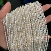 Resim 1 İplik Beyaz Doğal Tatlı Su İncileri - Büyük 0.2-0.3cm Boncuklar, Kolye, Bileklik, Halhal, Düğün, Gelin, Bekarlığa Veda Partisi için Doğal Tatlı Su İncileri 