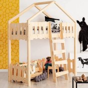 Resim MiniWood Montessori Ranza Çocuk Karyola Çatılı Oyun Evi Elephant 