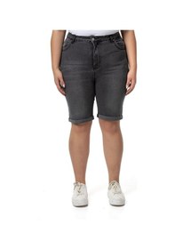 Resim Büyük Beden Paçası Katlamalı Beş Cepli Denim Antrasit Şort-antrasit Antrasit 