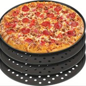 Resim 2 parça set, 1 fırın delikli pizza tepsisi ve 1 temizlik bezi dahil, yapışmaz delikli pişirme tavası, ev, restoran veya otel kullanımı için uygun 
