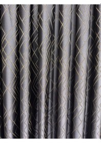 Resim Prizma Desen Bakır Çizgili Antrasit Fon Perde 1/3 Sık Pile Antrasit 