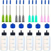 Resim 6 adet 30ml Hassas Uçlu Dağıtma Şişesi Seti - Çoklu Düz İğneler, Yuvarlak Kokusuz, Yapıştırıcı, Boya, Yağ İçin Uygun Plastik Sıkma Dökücü 
