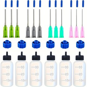 Resim 6 adet 30ml Hassas Uçlu Dağıtma Şişesi Seti - Çoklu Düz İğneler, Yuvarlak Kokusuz, Yapıştırıcı, Boya, Yağ İçin Uygun Plastik Sıkma Dökücü 