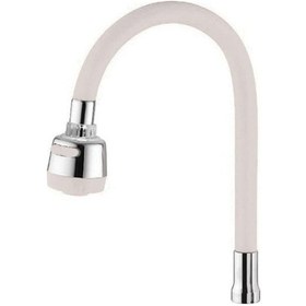 Resim Renkli Silikonlu Oynar Başlıklı 2 Fonksiyonlu Spiral Musluk Başlığı - Beyaz 