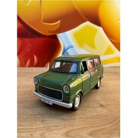 Resim Scntoys Ford Minibüs Sesli Işıklı Çekbırak Havalı Korna Ford Transit Minibüs Nostalji Metal Kaplar Açılır 