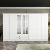 Resim Minar Kale 7 Mebran Kapaklı 2ç Taçlı Dolap - Beyaz 210 cm 