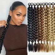Resim Kadınlar için 24 İnç Uzun Örgülü Atkuyruğu Uzatma - Zarif Yüksek Sıcaklık Sentetik Fiber Saç Parçası, Siyah, Kahverengi, Bej ve Blond Renklerde Moda Bağlı Tarz, Atkuyruğu Saç Parçası 