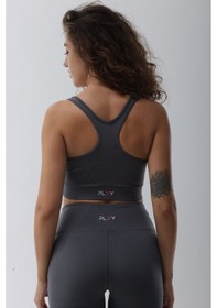 Resim Playsportswear Micro Polyester Gri Toparlayıcı Sporcu Bra Gri 