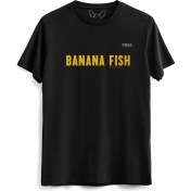 Resim Alfa Tshirt Banana Fish Dijital Baskılı Çocuk Siyah Tshirt 