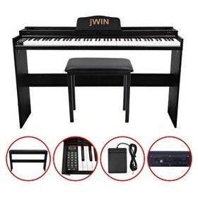 Resim Jwin SDP-92 Tuş Hassasiyetli 88 Tuşlu Kapaklı Dijital Piyano + Tabure - Siyah 