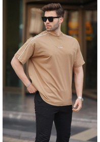 Resim Madmext Camel Oversize Bisiklet Yaka Tişört 7009-camel Camel 